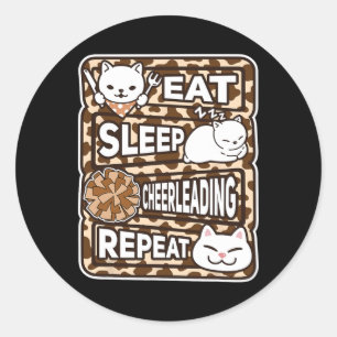 Eat Sleep Cheerleading Repeat Kids Cheerleading Lo Classic Round Sticker