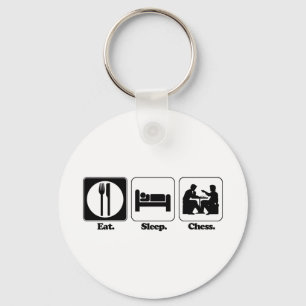 eat sleep chess key ring