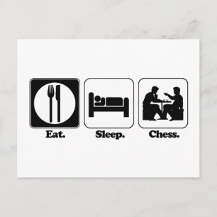 eat sleep chess postcard