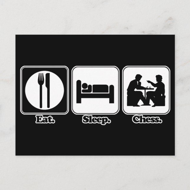 eat sleep chess postcard (Front)