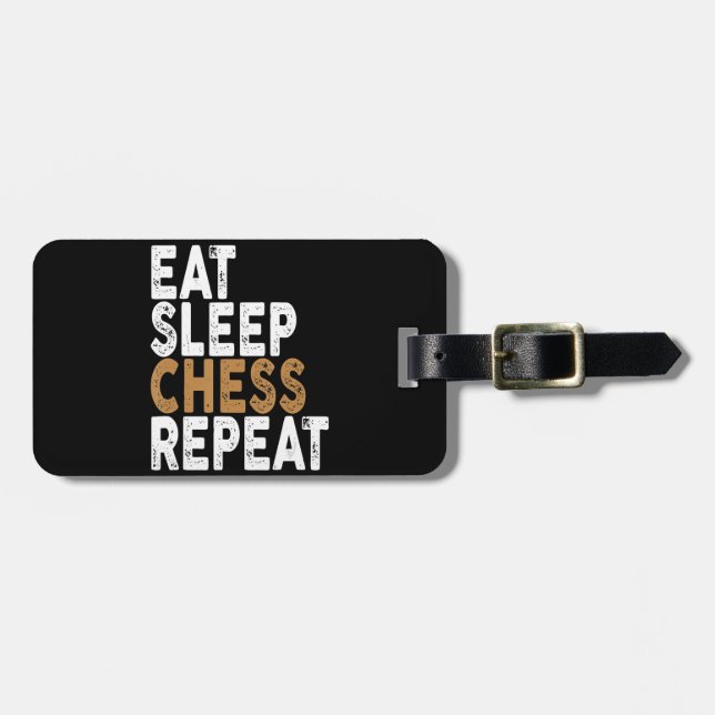 eat sleep chess repeat   chess luggage tag (Front Horizontal)