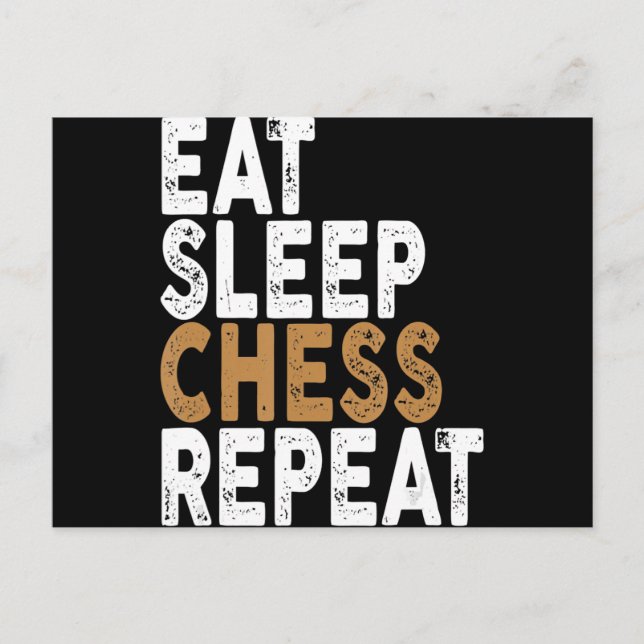 eat sleep chess repeat   chess postcard (Front)