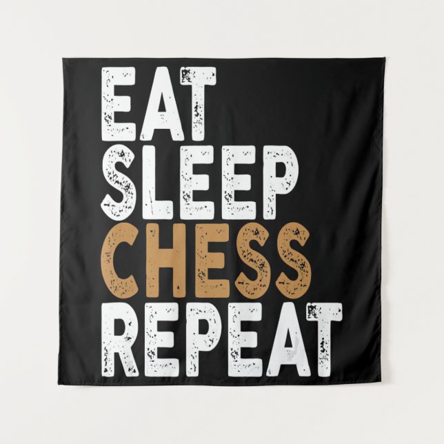 eat sleep chess repeat   chess tapestry (Front)