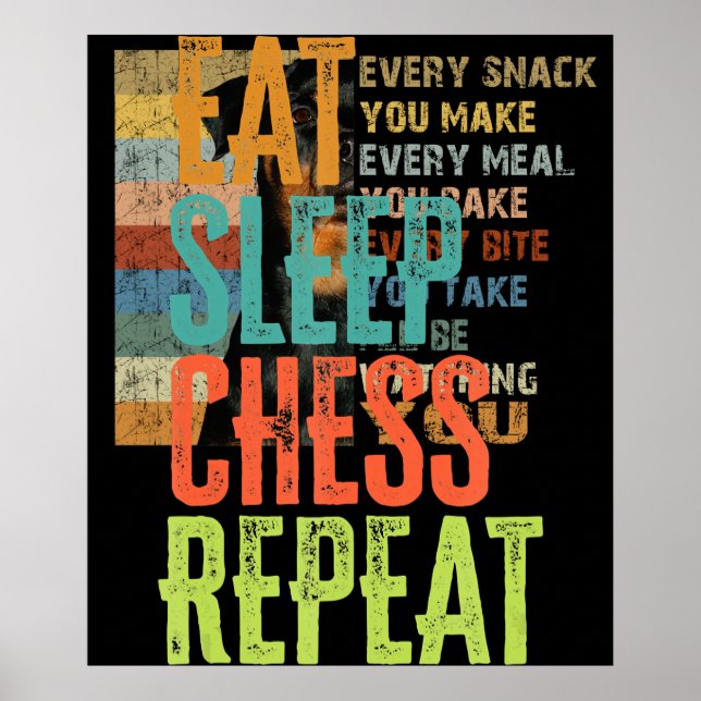 eat sleep chess repeat grand master coach legend poster (Front)