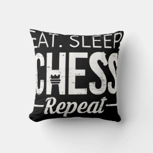 Eat Sleep Chess Repeat Player Board Kids Boy Game Cushion