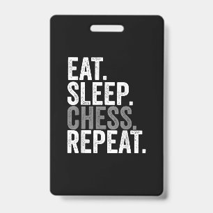 Eat Sleep Chess Repeat Player Board Kids Boy Game ID Badge