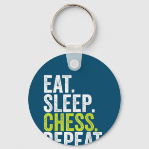 Eat Sleep Chess Repeat Player Board Kids Boy Game Key Ring