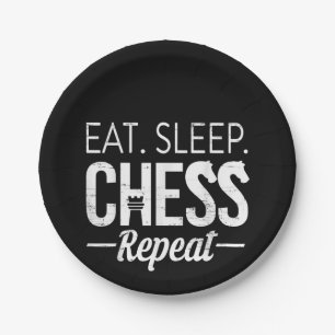 Eat Sleep Chess Repeat Player Board Kids Boy Game Paper Plate