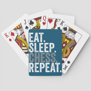 Eat Sleep Chess Repeat Player Board Kids Boy Game Playing Cards