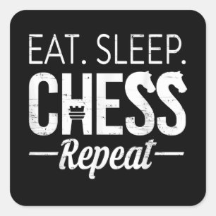 Eat Sleep Chess Repeat Player Board Kids Boy Game Square Sticker