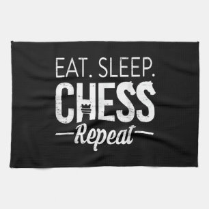 Eat Sleep Chess Repeat Player Board Kids Boy Game Tea Towel