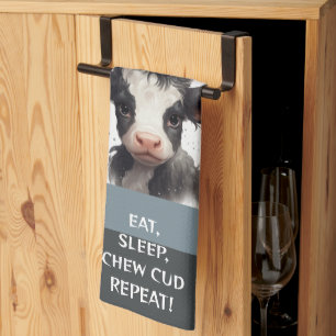 EAT, SLEEP, CHEW CUD, REPEAT! TEA TOWEL