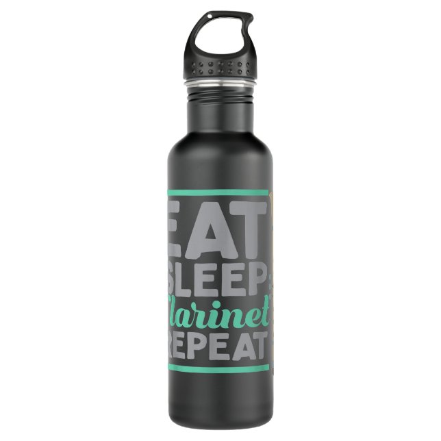 Eat Sleep Clarinet Repeat Clarinet Clarinetist Mus 710 Ml Water Bottle (Front)