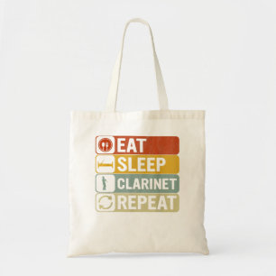 Eat Sleep Clarinet Repeat Retro 60s 70s Funny Clar Tote Bag