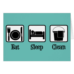Eat Sleep Clean Cute Maid Service Teal Cleaning