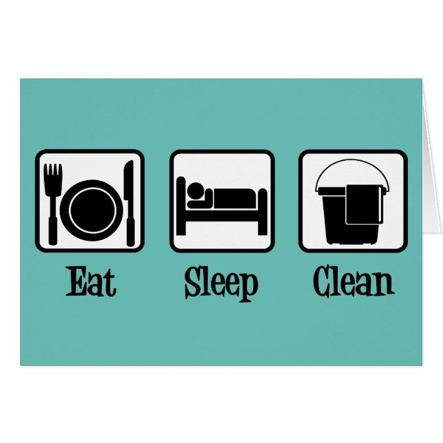 Eat Sleep Clean Cute Maid Service Teal Cleaning (Front Horizontal)
