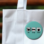 Eat Sleep Clean Cute Maid Service Teal Cleaning 6 Cm Round Badge<br><div class="desc">Eat Sleep Clean. A cute maid service company design for a cleaning business. This cool cleaner gift features a plate,  bed,  and mop bucket. Funny maids or housekeeping present.</div>