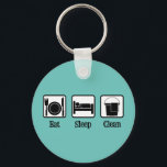 Eat Sleep Clean Key Ring<br><div class="desc">Eat Sleep Clean. A cute maid service company design for a cleaning business. This cool cleaner gift features a plate,  bed,  and mop bucket. Funny maids or housekeeping present.</div>