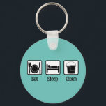 Eat Sleep Clean Key Ring<br><div class="desc">Eat Sleep Clean. A cute maid service company design for a cleaning business. This cool cleaner gift features a plate,  bed,  and mop bucket. Funny maids or housekeeping present.</div>