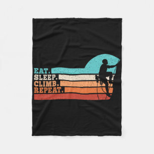 Eat Sleep Climb Repeat Funny Climbing Climber Men Fleece Blanket