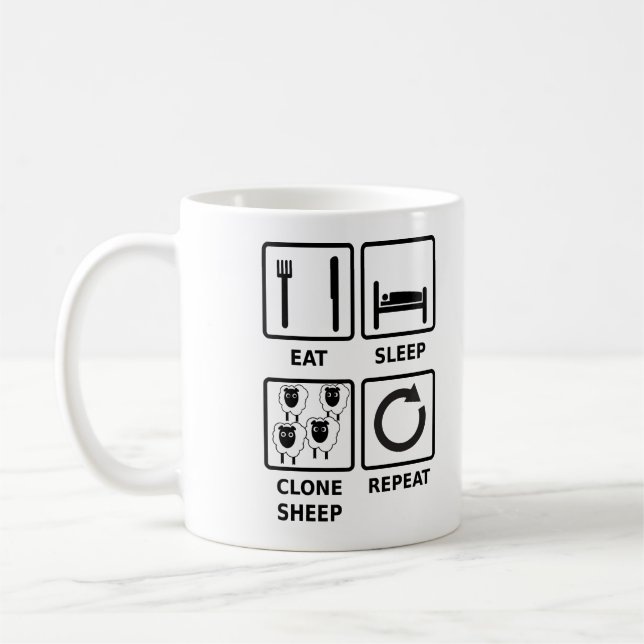 eat sleep clone sheep repeat mug (Left)