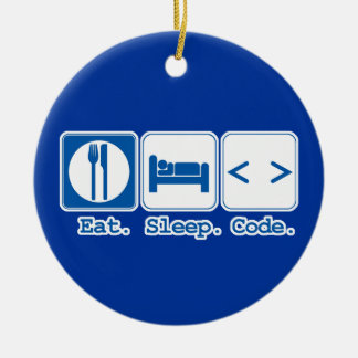 eat sleep code (html) ceramic tree decoration