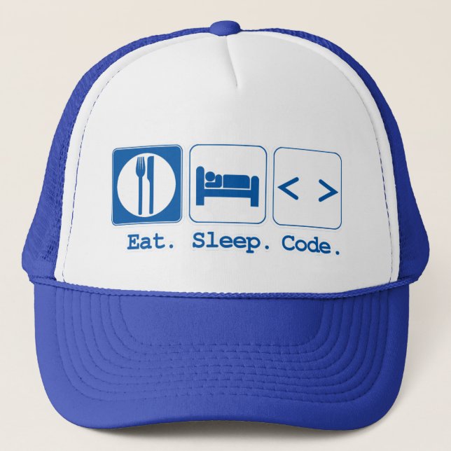 eat sleep code (html) trucker hat (Front)