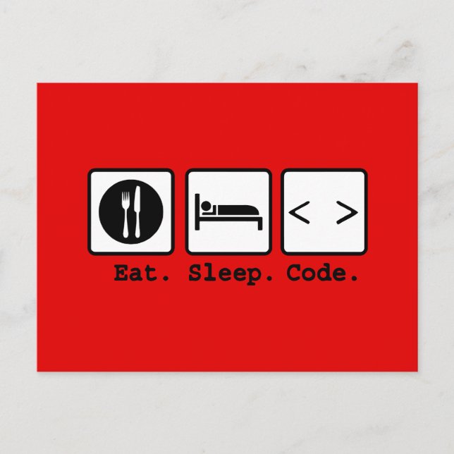 eat sleep code Nerd Wear Postcard (Front)