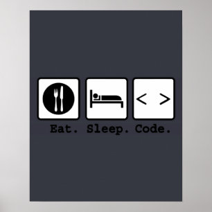 eat sleep code Nerd Wear Poster