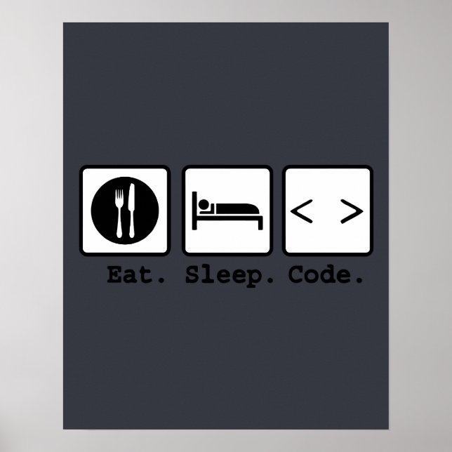 eat sleep code Nerd Wear Poster (Front)