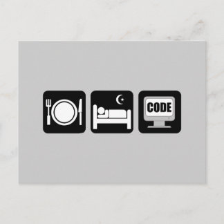 eat sleep code postcard