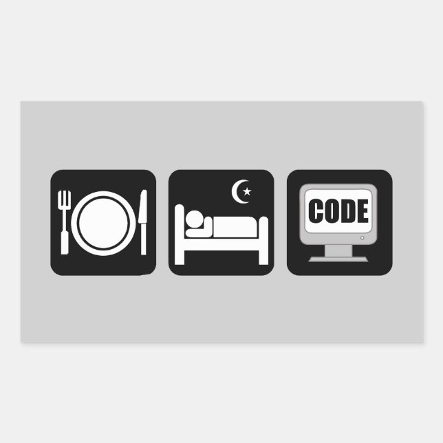 eat sleep code rectangular sticker (Front)