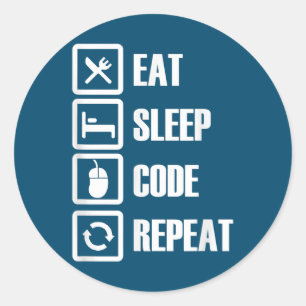 Eat Sleep Code Repeat Coding Programming Engineer Classic Round Sticker