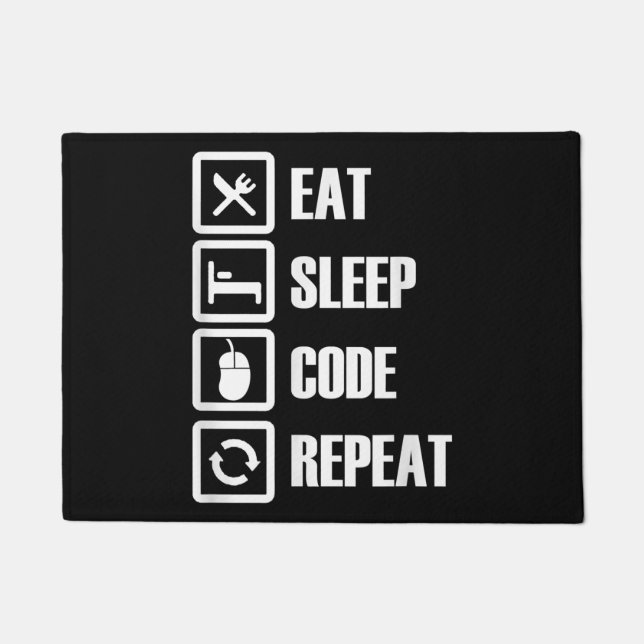 Eat Sleep Code Repeat Coding Programming Engineer Doormat (Front)