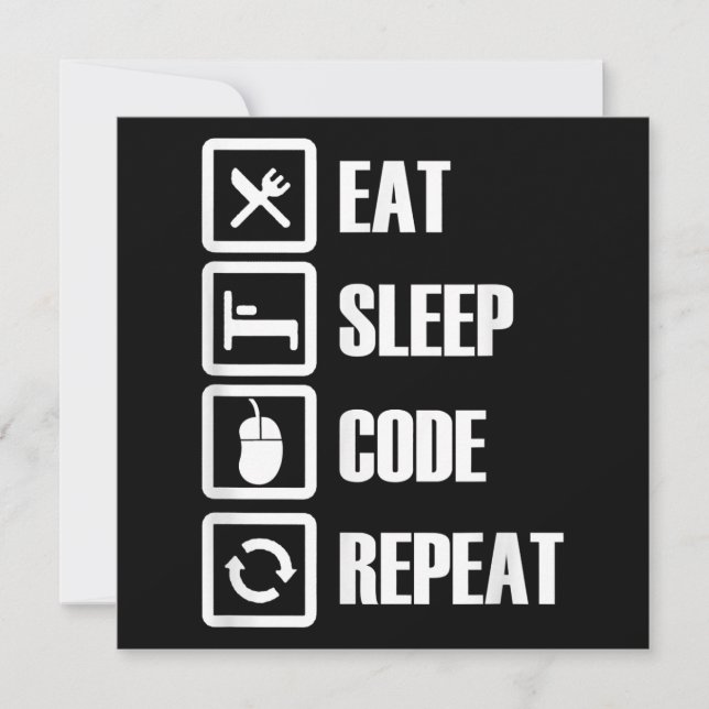 Eat Sleep Code Repeat Coding Programming Engineer Invitation (Front)