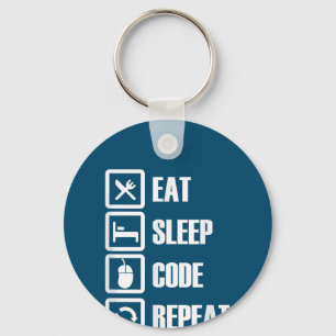Eat Sleep Code Repeat Coding Programming Engineer Key Ring