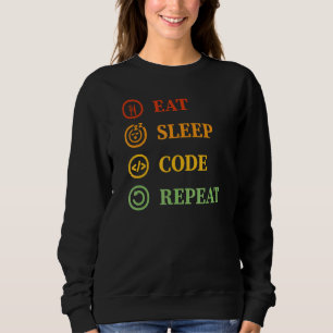 Eat Sleep Code Repeat Computer Geek Programming C Sweatshirt
