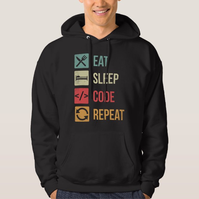 Eat Sleep Code Repeat Funny Coding Programmer Appa Hoodie (Front)