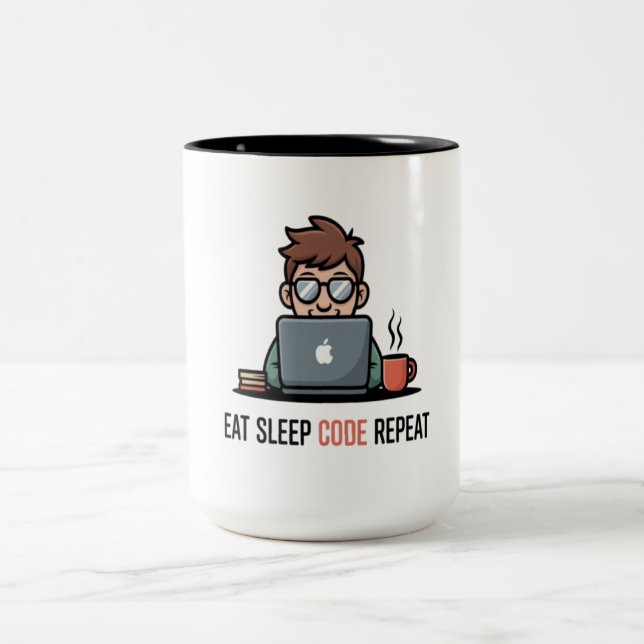 Eat Sleep Code Repeat Funny Coffee Mug for Program (Center)
