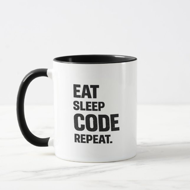 Eat Sleep Code Repeat – Funny Programmer Humor Mug (Left)
