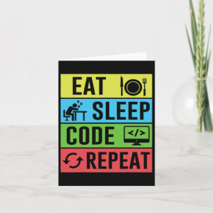 Eat Sleep Code Repeat Funny Programming Back To Sc Card