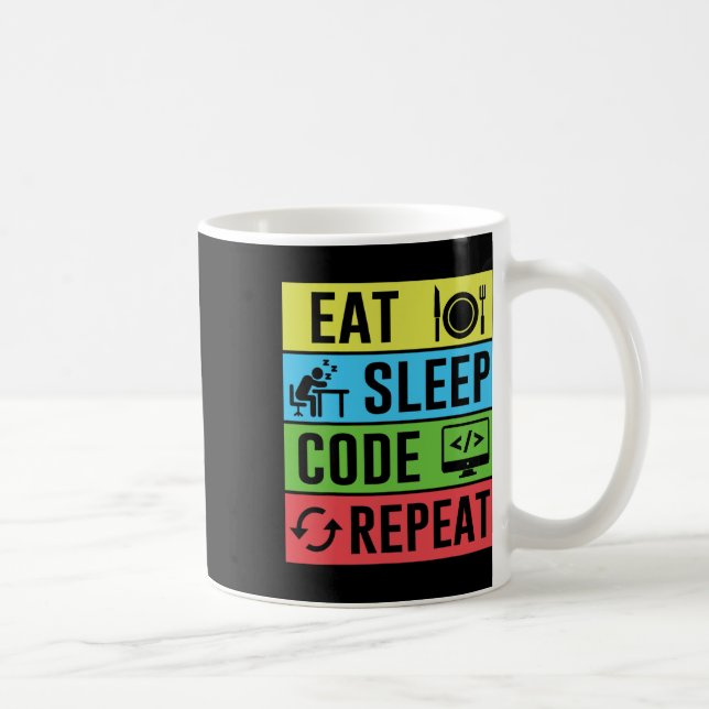 Eat Sleep Code Repeat Funny Programming Back To Sc Coffee Mug (Right)