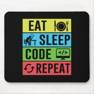 Eat Sleep Code Repeat Funny Programming Back To Sc Mouse Pad