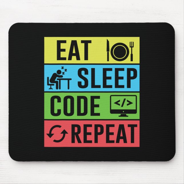 Eat Sleep Code Repeat Funny Programming Back To Sc Mouse Pad (Front)