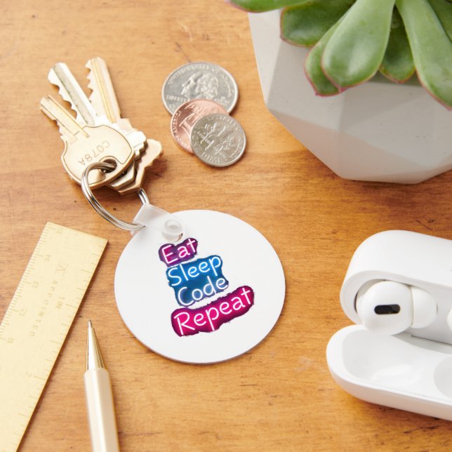 Eat Sleep Code Repeat  Key Ring (Desk)