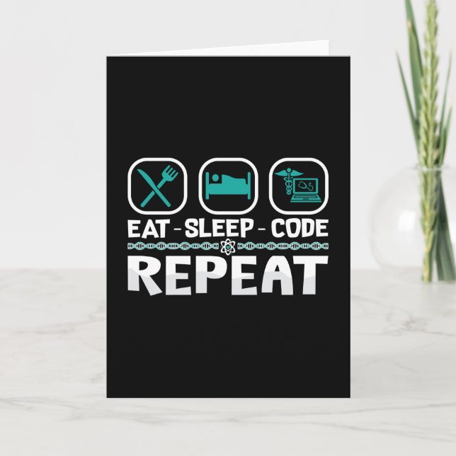 Eat Sleep Code Repeat Medical Coder ICD Coding Card (Front)