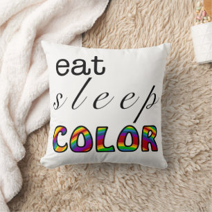 Eat Sleep Colour Rainbow Design Cushion