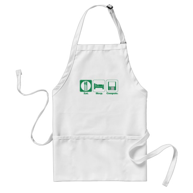 eat sleep computer (green) standard apron (Front)