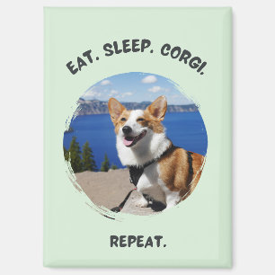 'Eat. Sleep. Corgi. Repeat.' Customisable Photo Magnet