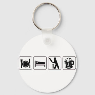 Eat, sleep cricket, beer. Funny design cricketers Key Ring